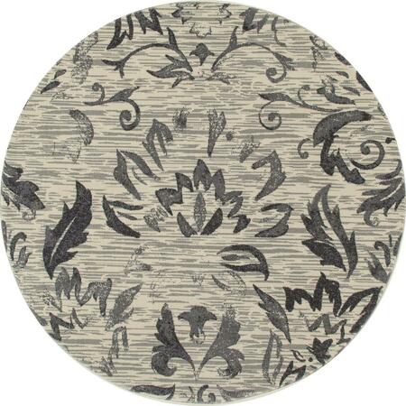 ART CARPET 5 Ft. Bastille Collection Faded Beauty Woven Round Area Rug, Light Gray 841864110810